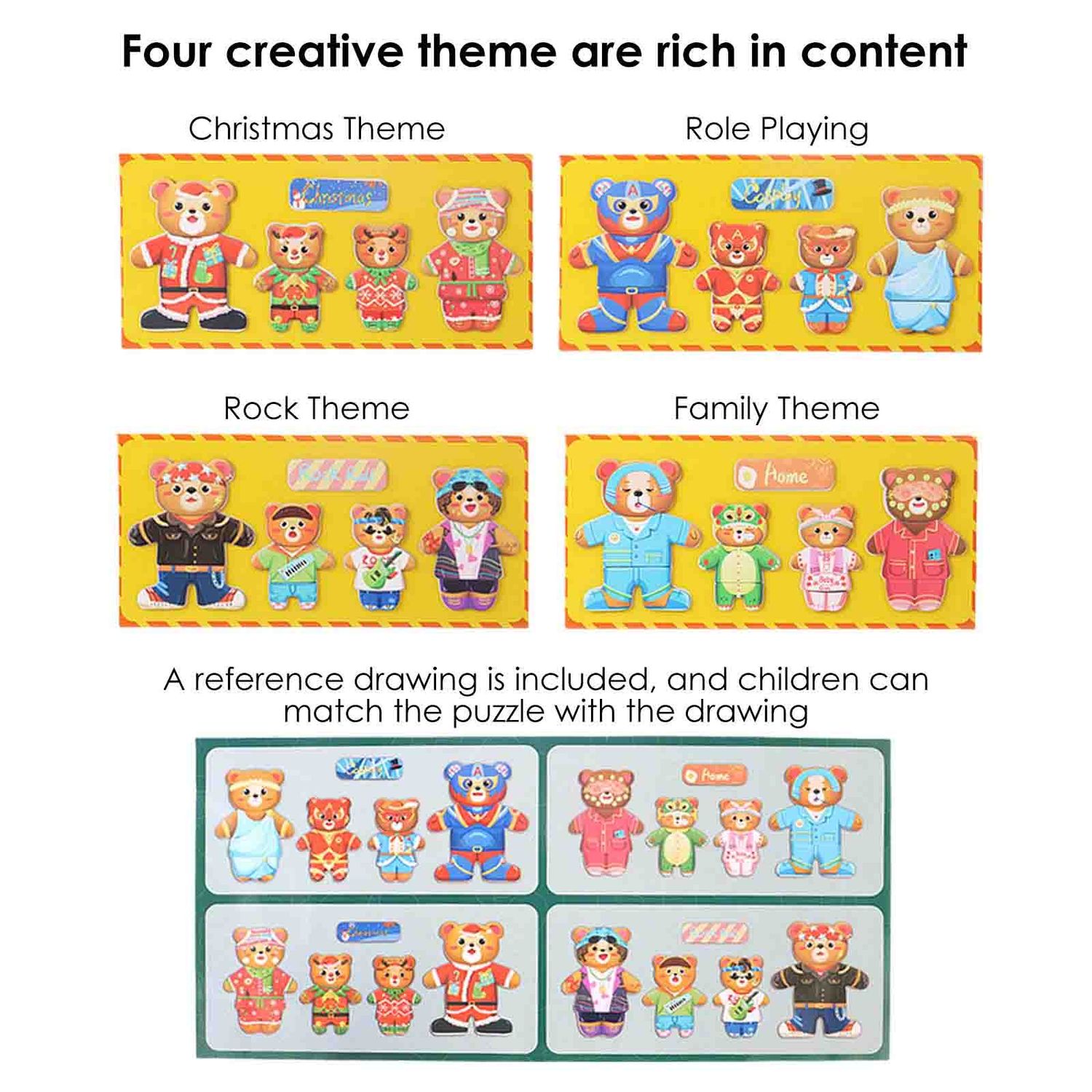 Imbraca ursuletii, set puzzle magnetic pentru copii, 52 piese fotografia produsului View 2 L