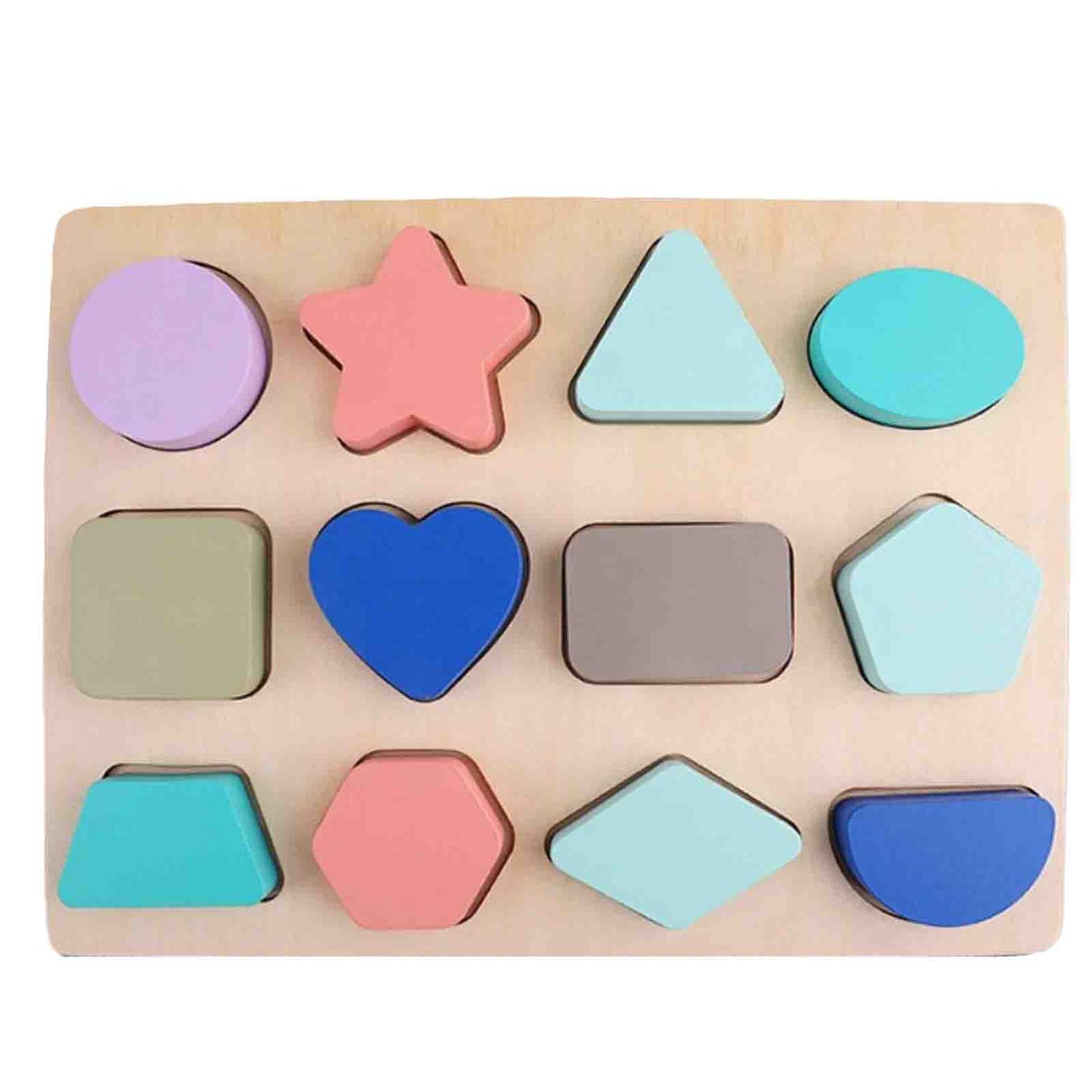 Puzzle lemn Forme Geometrice - Culori Pastel fotografia produsului