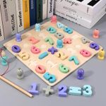Puzzle incastru cifre si joc pescuit din lemn fotografia produsului View 2 S
