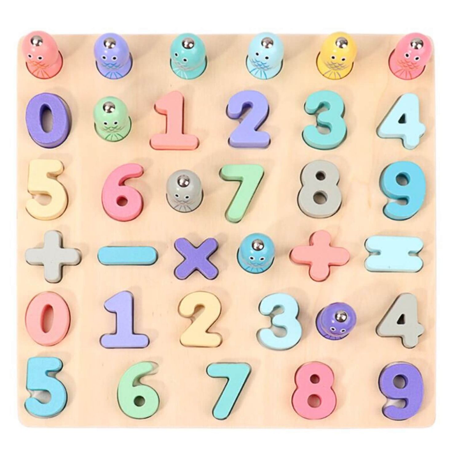 Puzzle incastru cifre si joc pescuit din lemn fotografia produsului
