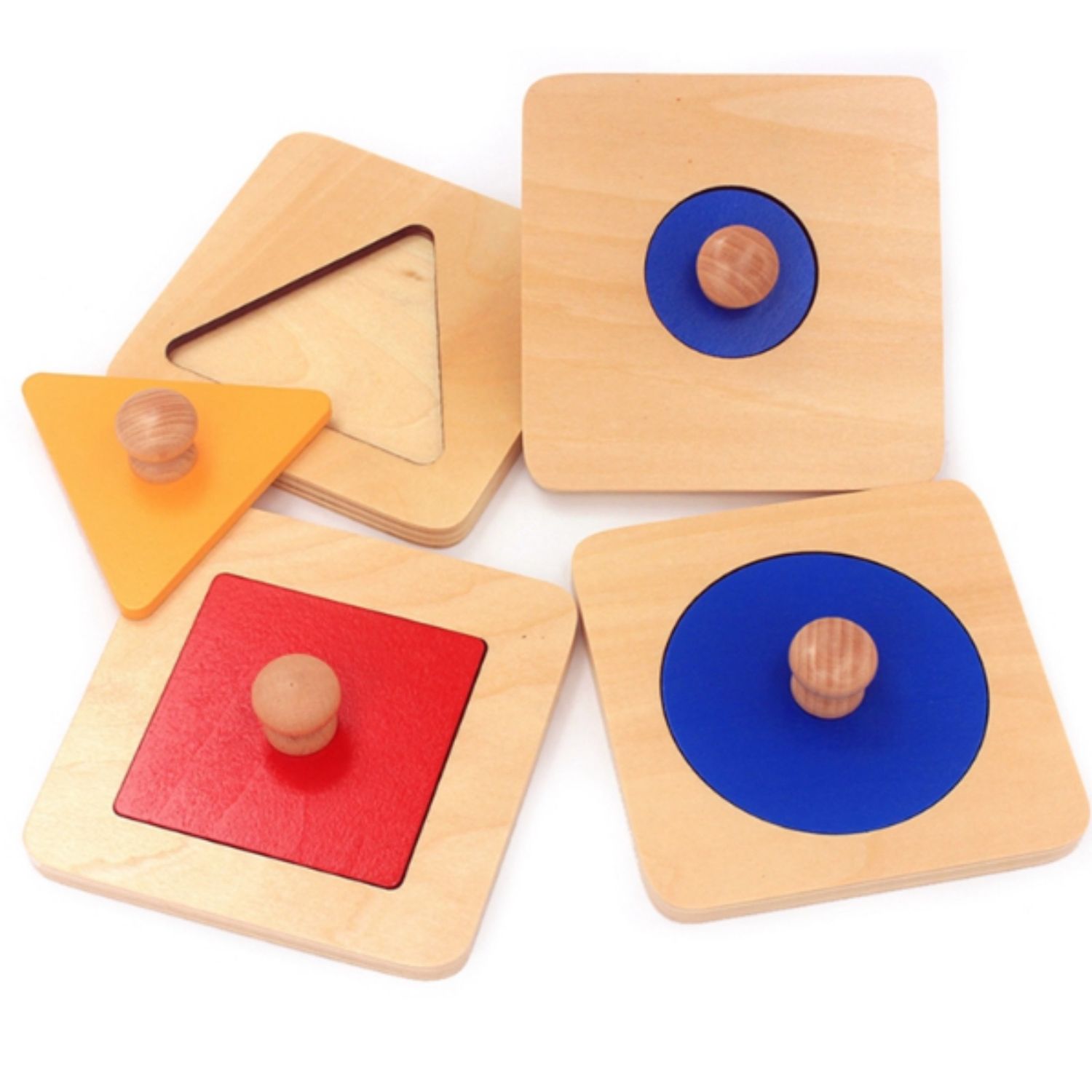 Set 4 puzzle-uri din lemn cu maner si forme geometrice fotografia produsului View 2 L