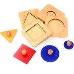 Set 4 puzzle-uri din lemn cu maner si forme geometrice fotografia produsului