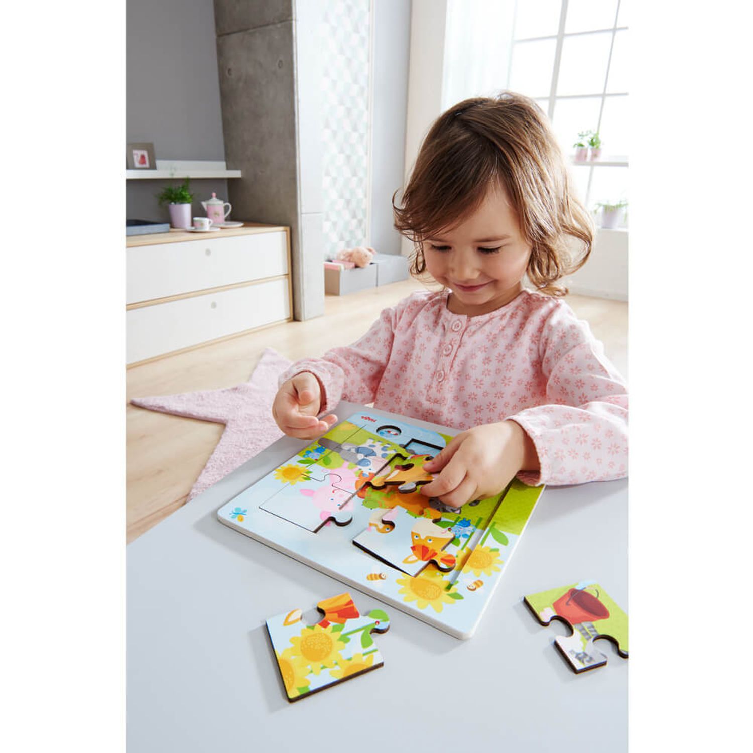 Puzzle din lemn cu animale pentru copii mici fotografia produsului View 2 L