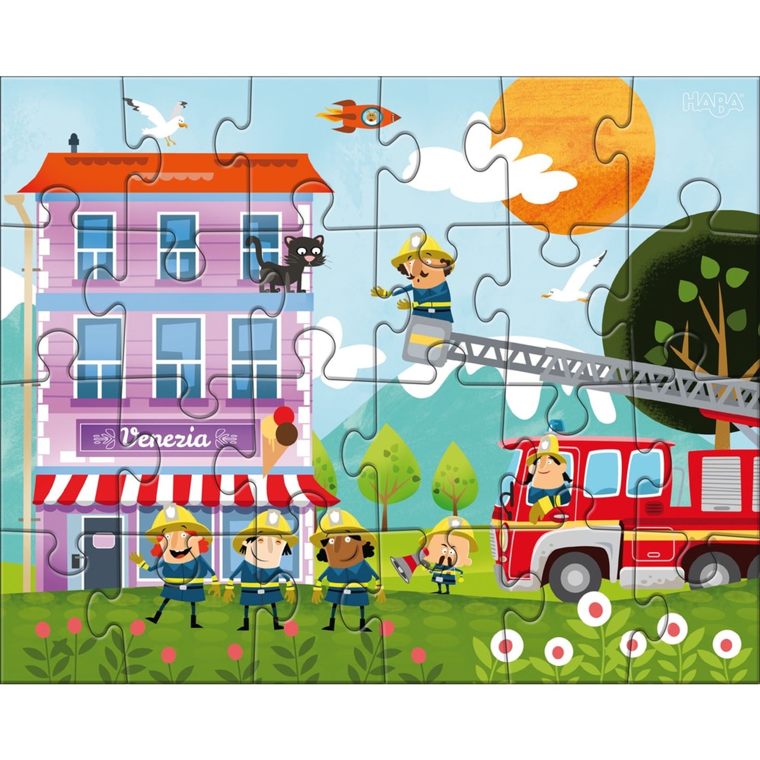 Statia de Pompieri, Set 3 jocuri puzzle cu 24 piese pentru copii fotografia produsului View 2 L
