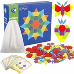 Joc Tangram cu 130 piese din lemn si modele fotografia produsului