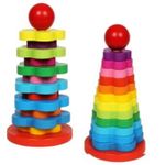 Turn Montessori din Lemn 13 piese curcubeu fotografia produsului