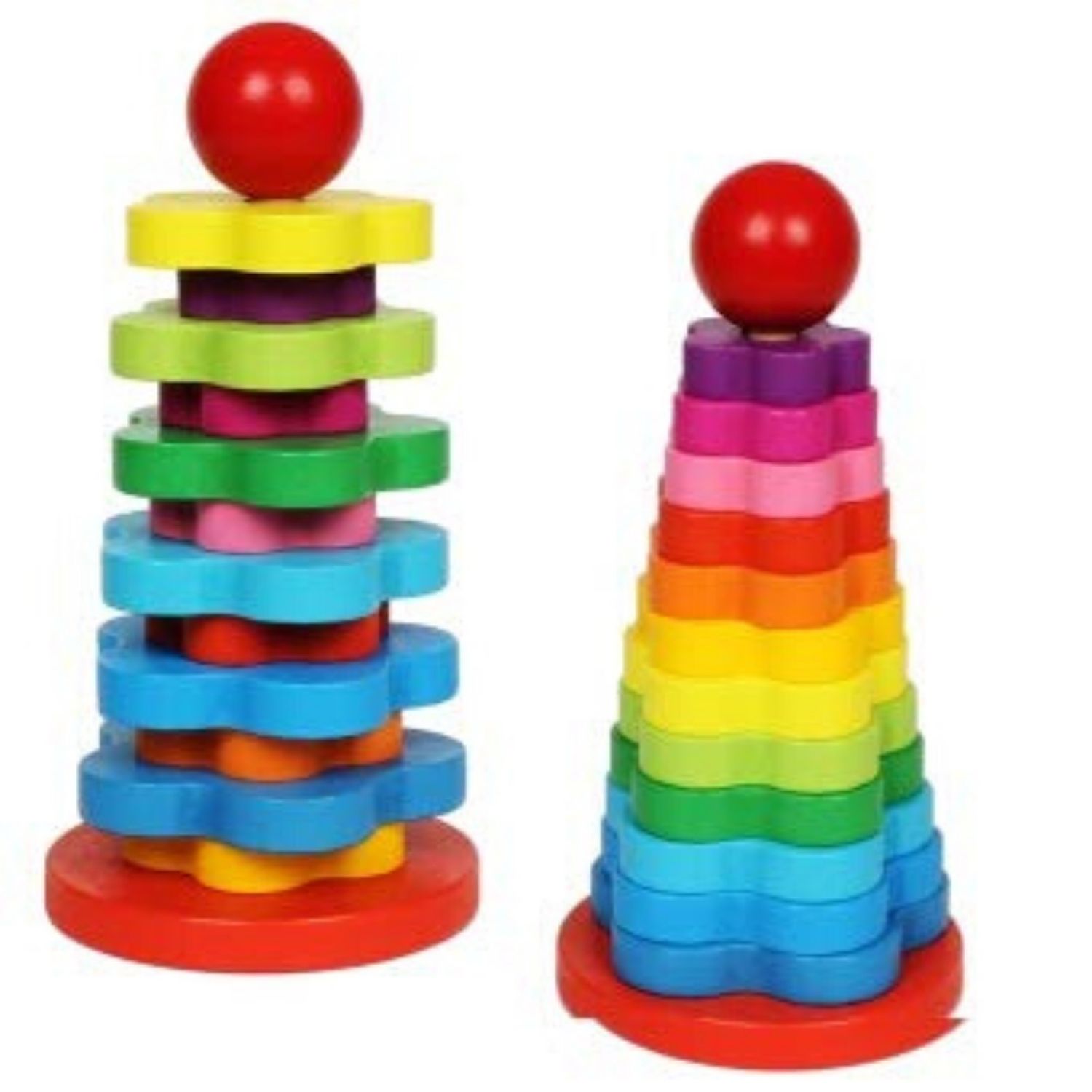 Turn Montessori din Lemn 13 piese curcubeu fotografia produsului
