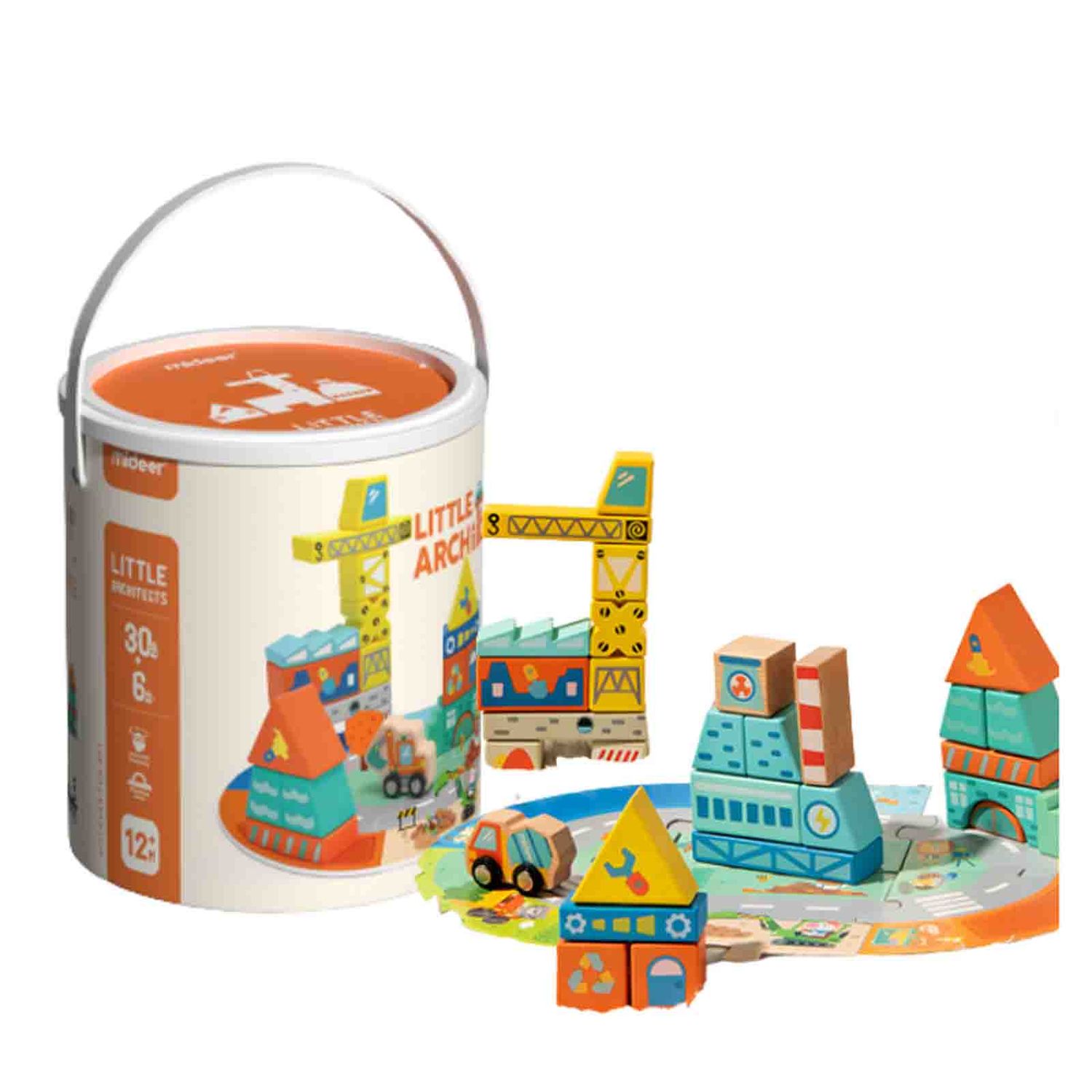 Set de constructie din lemn, Micii Arhitecti, Oras, 36 piese fotografia produsului