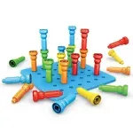 Set 25 de cuie din plastic de construit cu plansa, Jucarii de constructie Montessori fotografia produsului