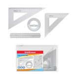 Set de geometrie mare, 4 piese (rigla, raportor, 2 echere) fotografia produsului