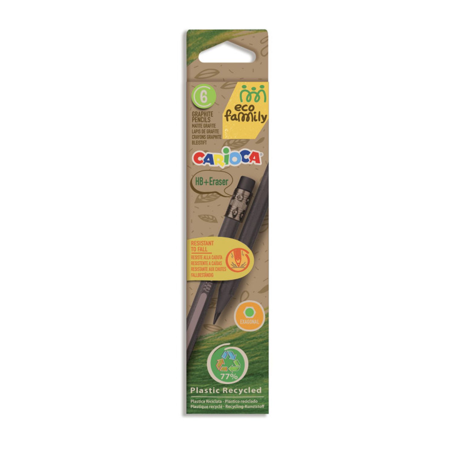 Set 6 creioane grafit CARIOCA Eco Black HB + radiera fotografia produsului