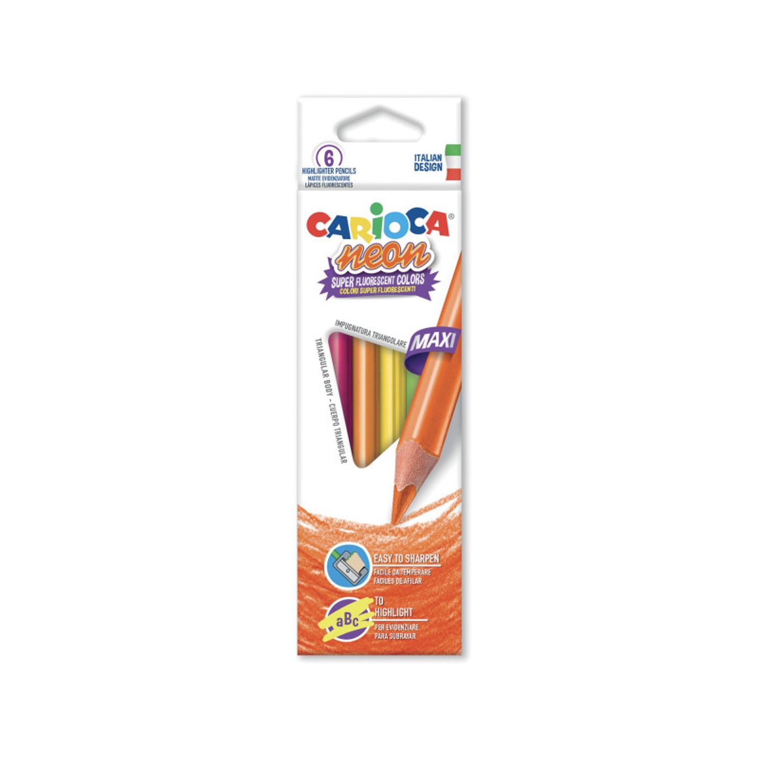 Creioane color triunghiulare Carioca Neon 6/set fotografia produsului