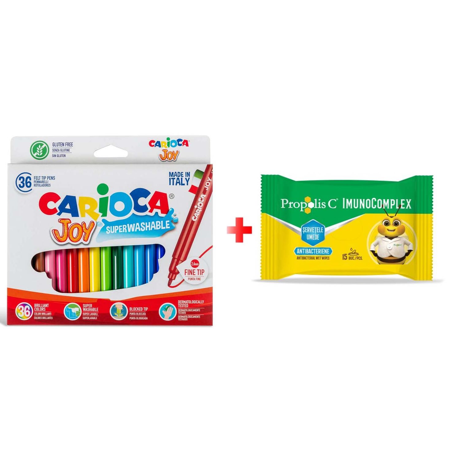 Pachet: Carioca Joy 36/set + Servetele umede Propolis C Imunocomplex 15 buc/pachet fotografia produsului