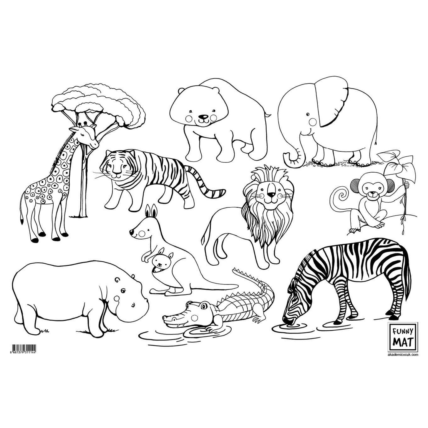 Plansa Funny Mat - Animale salbatice + Set cadou instrumente de colorat fotografia produsului View 2 L