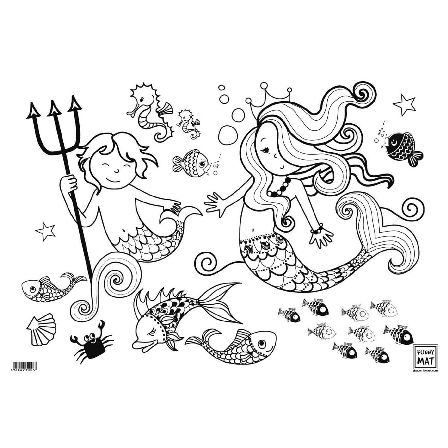 Plansa Funny Mat - Sirene + Set cadou instrumente de colorat fotografia produsului View 2 L