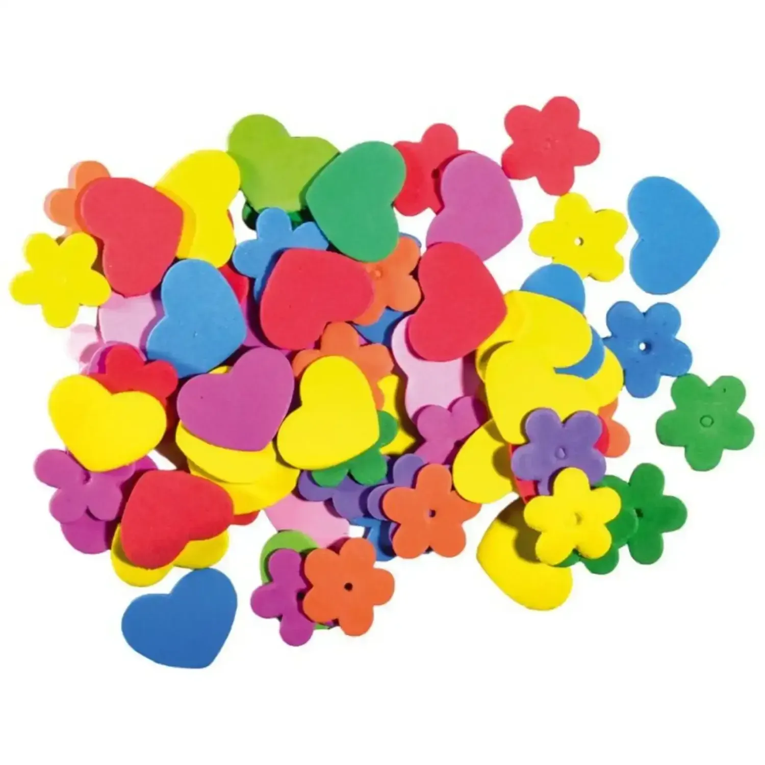 Set inimioare si flori colorate din spuma 120 de bucati fotografia produsului