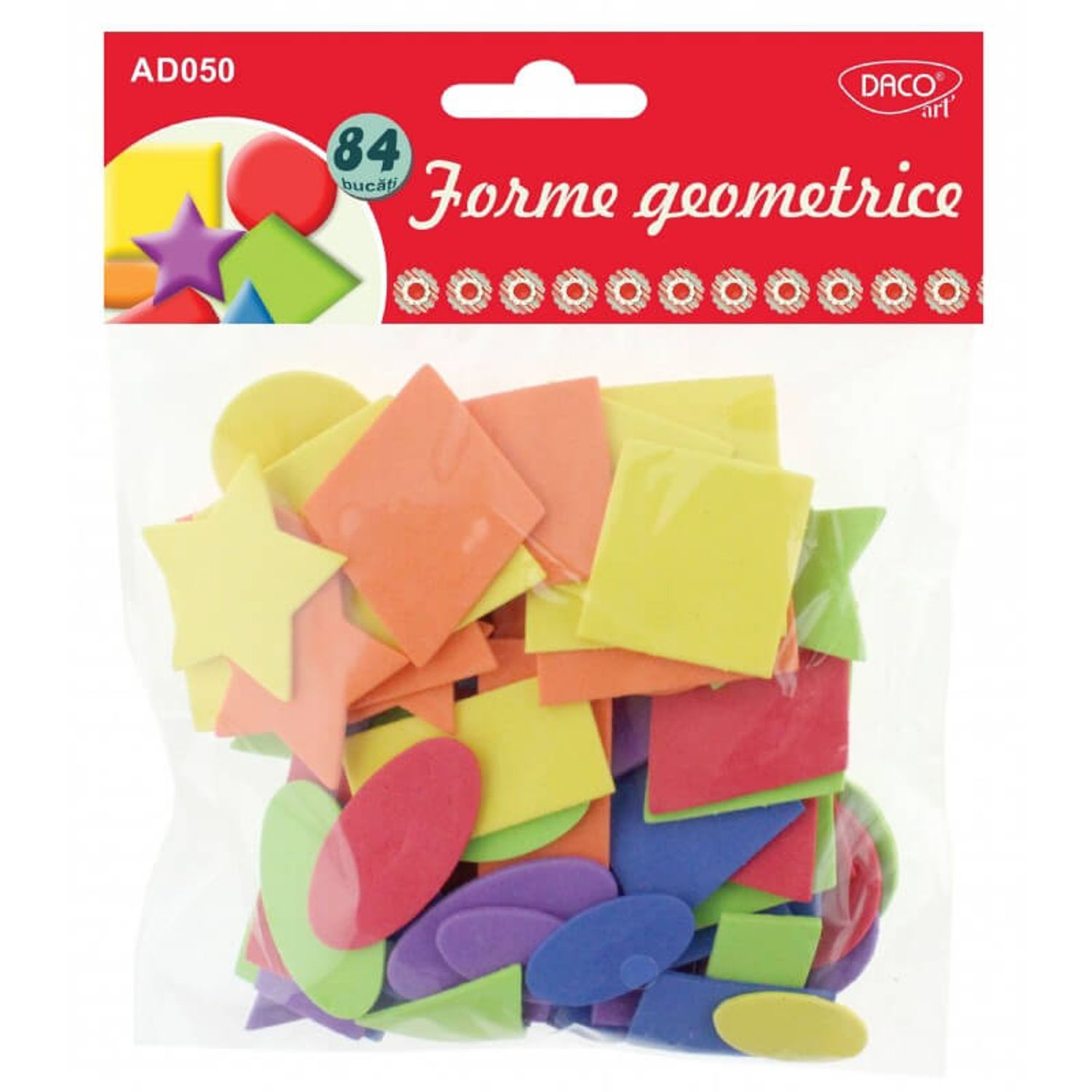 Forme geometrice din carton buretat multicolor, 84/set fotografia produsului