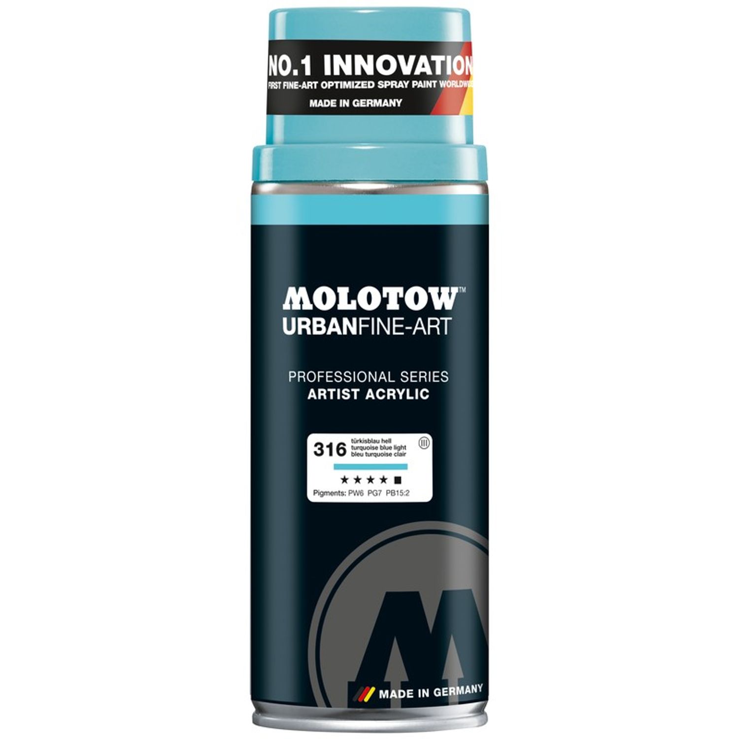 Spray acrilic UFA Artist Molotow 400ml turquoise blue light fotografia produsului