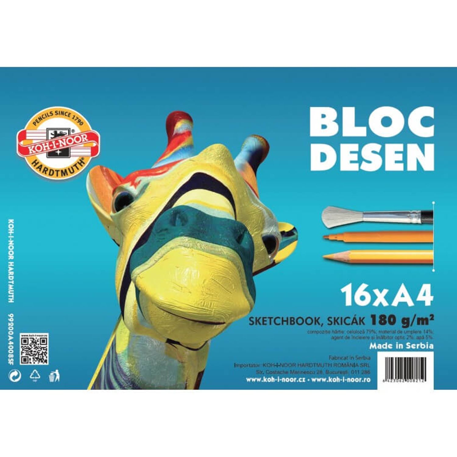 Bloc desen A4 GIRAFA 180gr/mp, 16 coli fotografia produsului