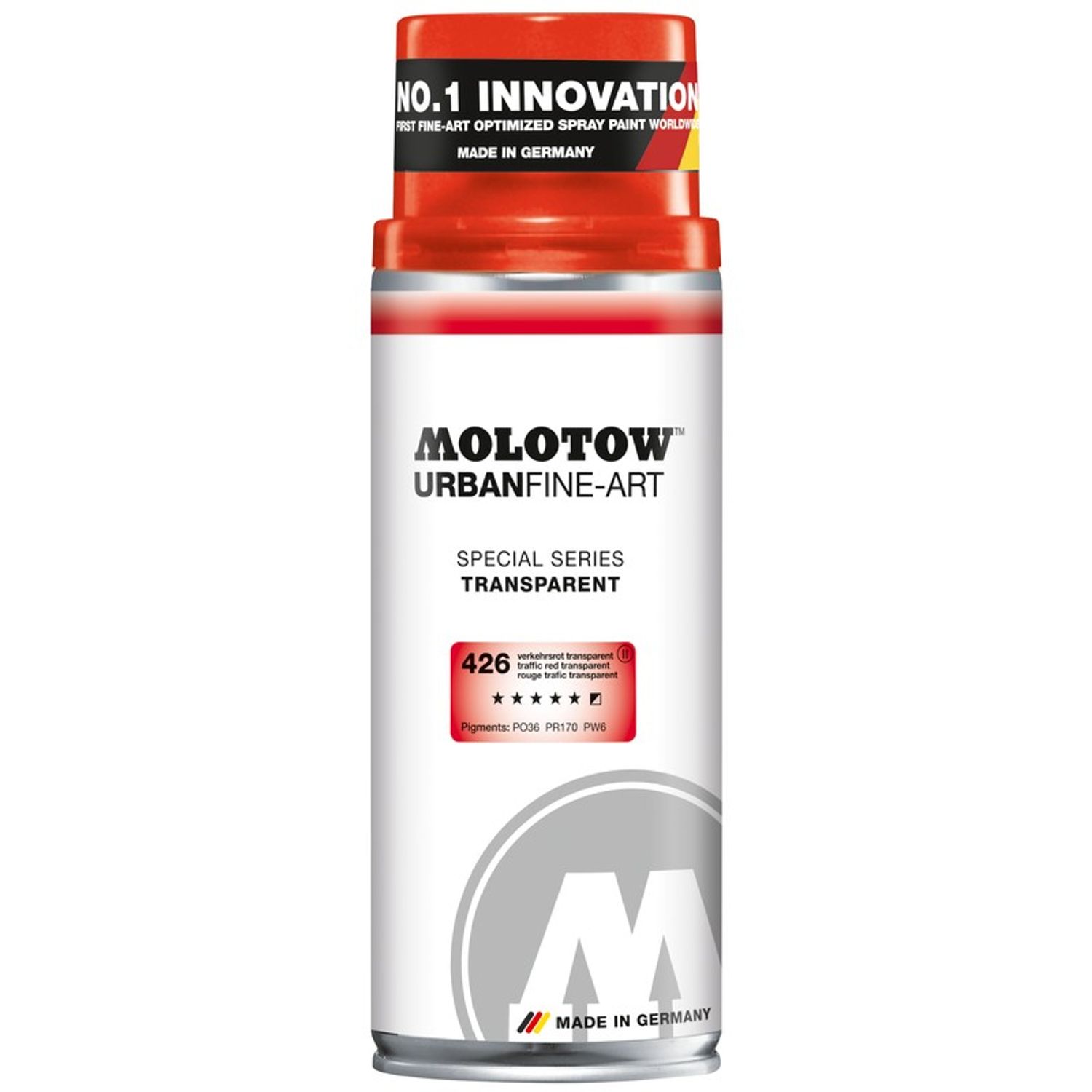Spray UFA Transparent Molotow, 400 ml, traffic red fotografia produsului