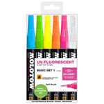 Softliner cu pompita Molotow UV-Fluorescent 1mm portofel Basic-Set 1 6 buc fotografia produsului