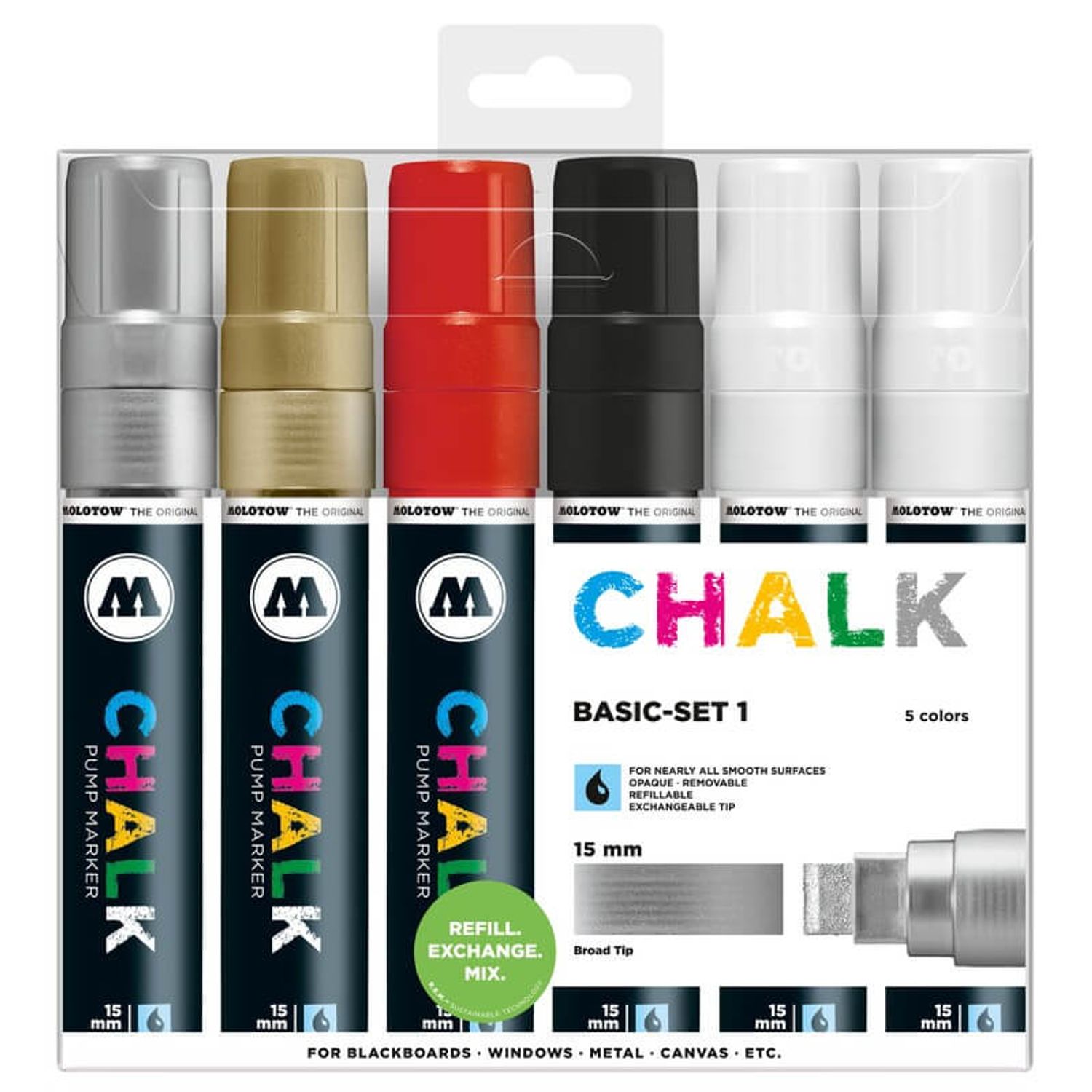 Decomarker Molotow 15mm portofel Basic-Set 1 6 buc fotografia produsului