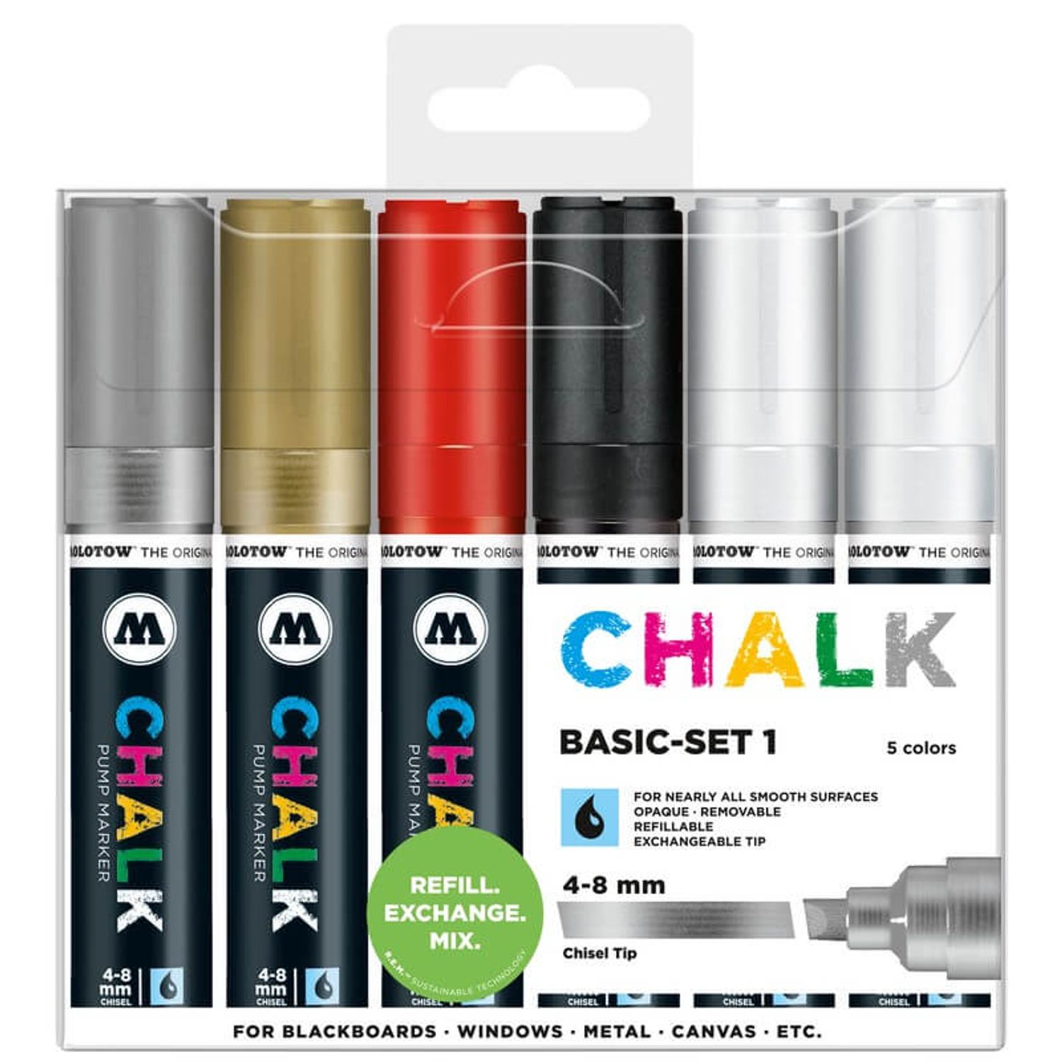 Decomarker Molotow 4-8mm portofel Basic-Set 1 6 buc fotografia produsului