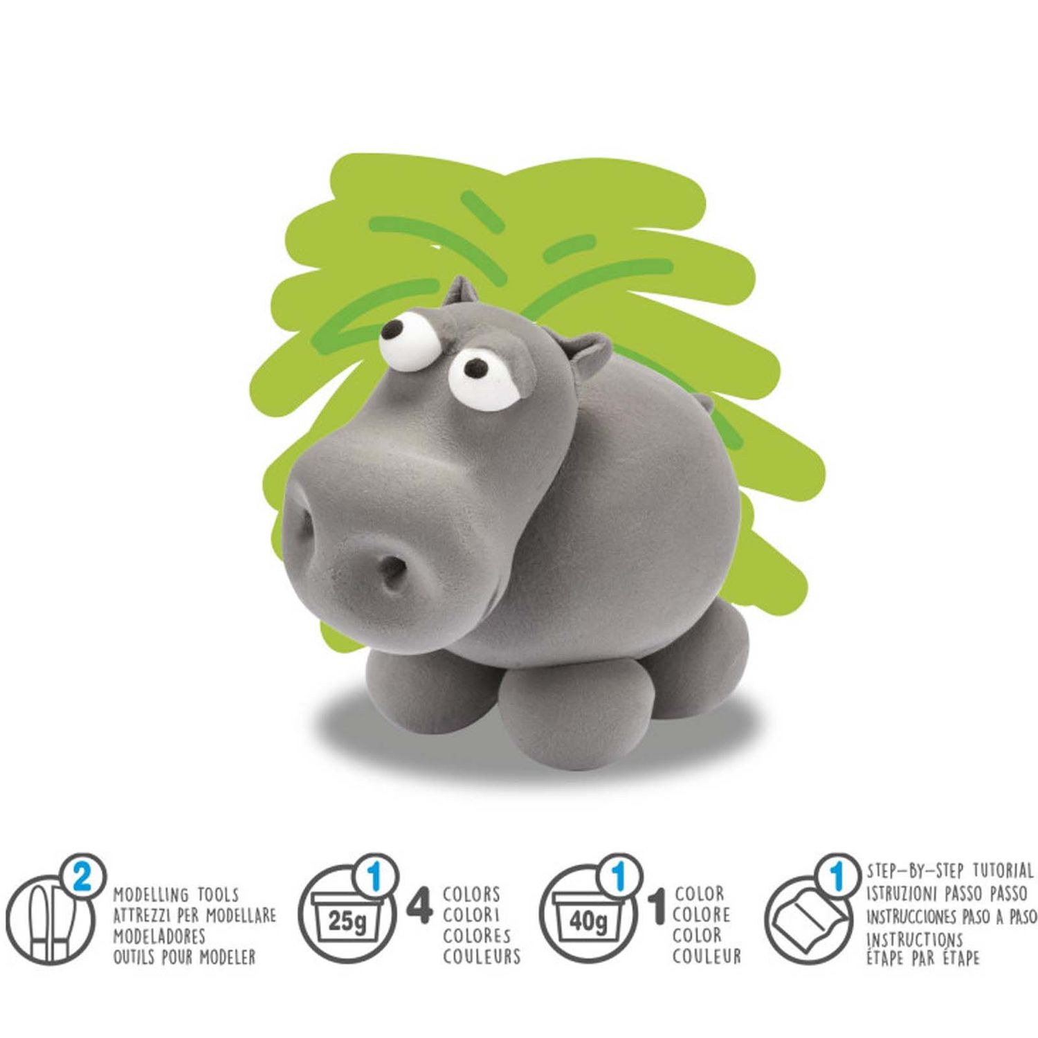 Plastilina moale Carioca Modelight PlayBox DiY, Safari, Hippop fotografia produsului View 2 L