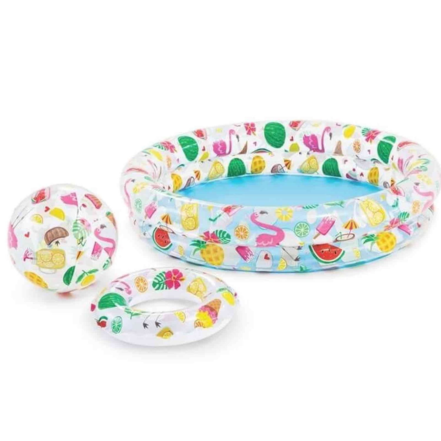 Set Piscina gonflabila cu minge de plaja si colac, 150 L, 122 cm fotografia produsului