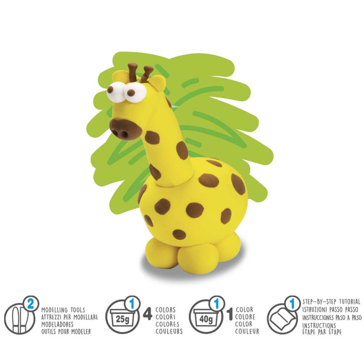 Plastilina moale Carioca Modelight PlayBox DiY, Safari, Girafa fotografia produsului View 2 L