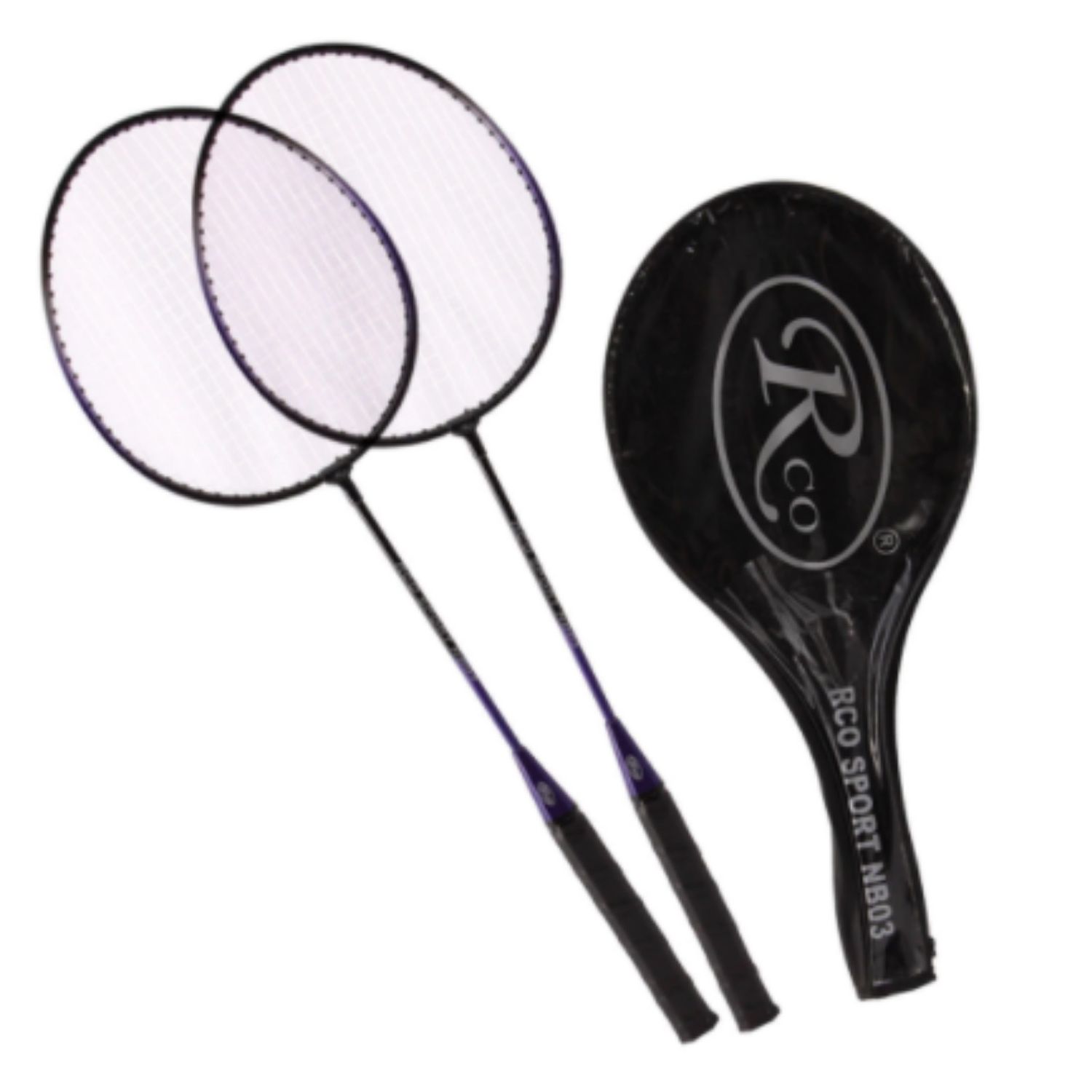 Set 2 Rachete Badminton + Husa, Violet/Negru fotografia produsului
