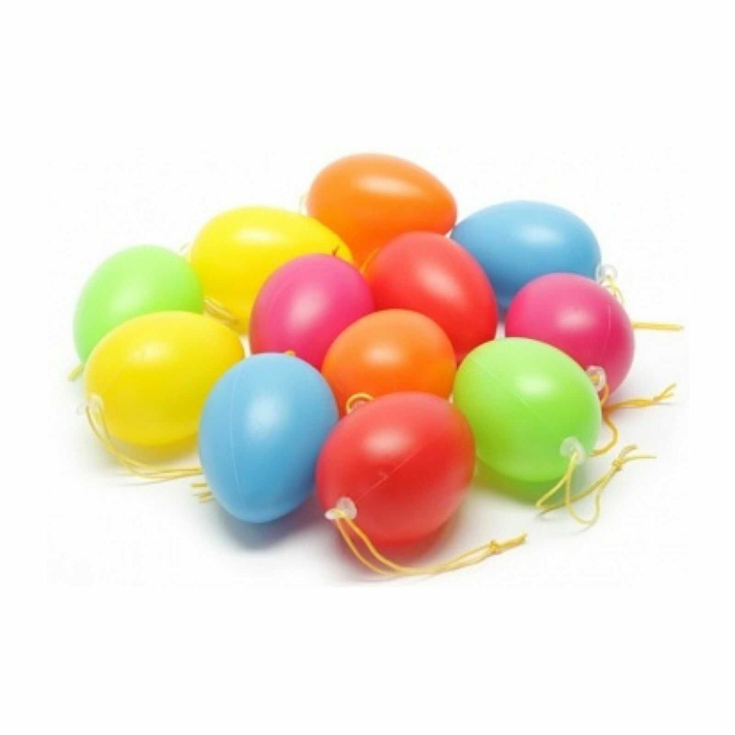 Set 12 Oua de plastic colorate, simple, cu snur, 6 cm fotografia produsului