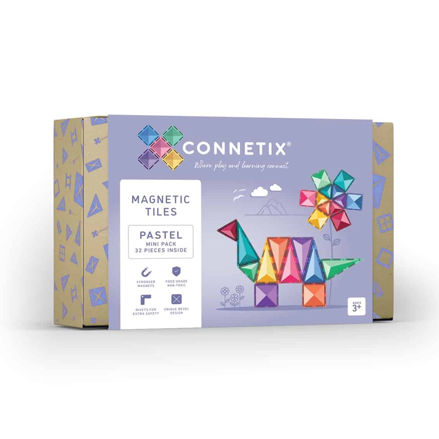 Set de constructie magnetic, 32 piese, forme geometrice, Connetix Mini Pack Pastel fotografia produsului View 2 L