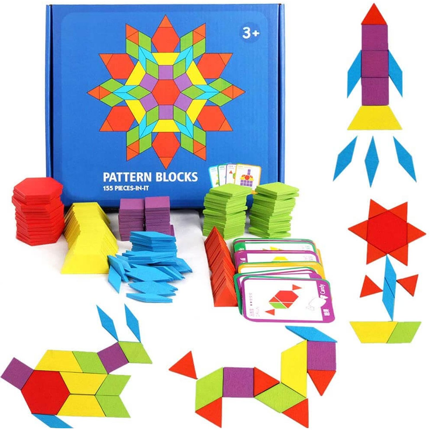 Joc Tangram Educativ cu 155 piese din lemn fotografia produsului