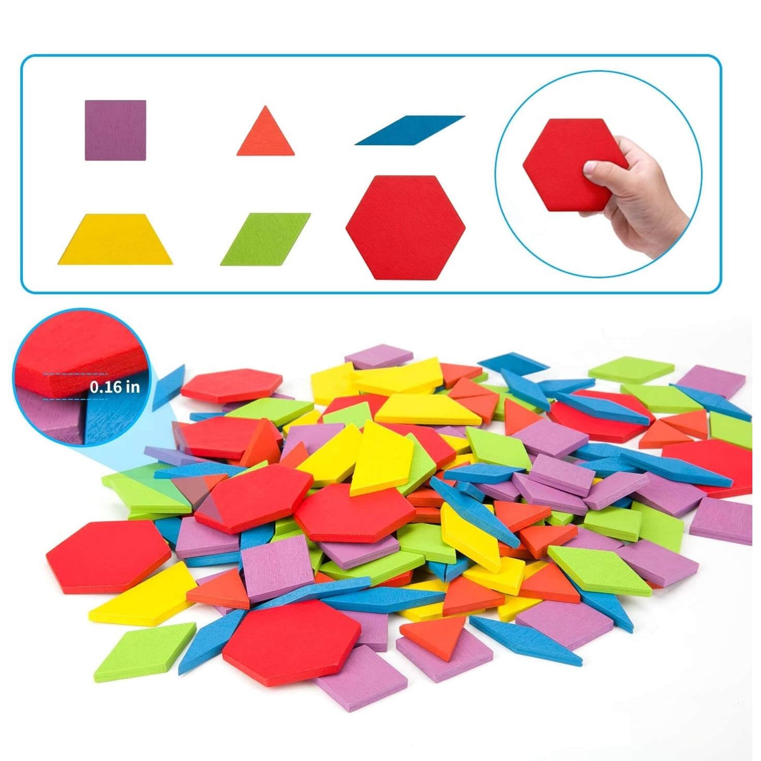 Joc Tangram Educativ cu 155 piese din lemn fotografia produsului View 2 L