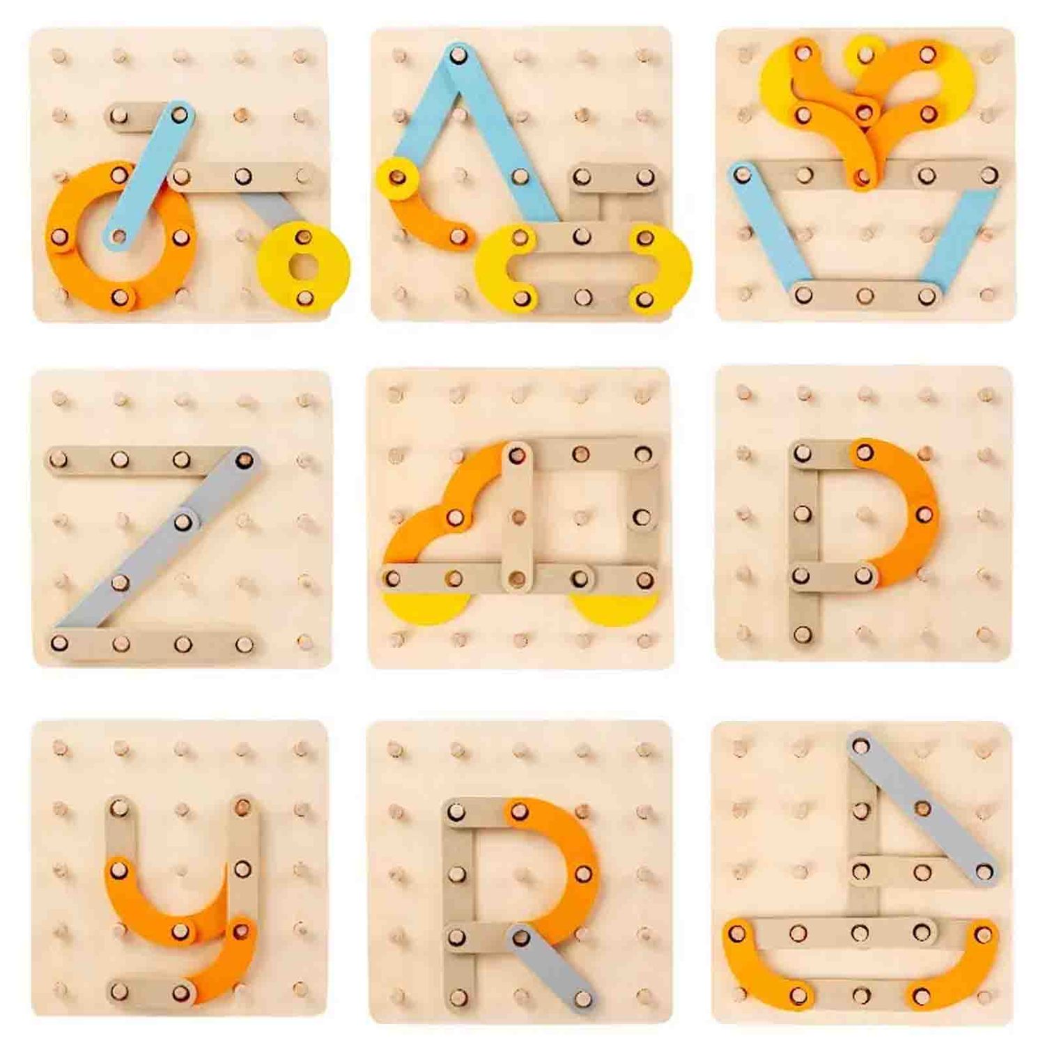 Geoboard, Joc educativ din lemn, multifunctional, formeaza litere, cifre, forme fotografia produsului View 2 L