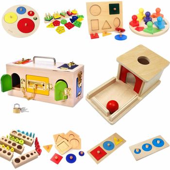 Pachet 10 Jucarii Montessori Din Lemn, Educative, Pentru Copii