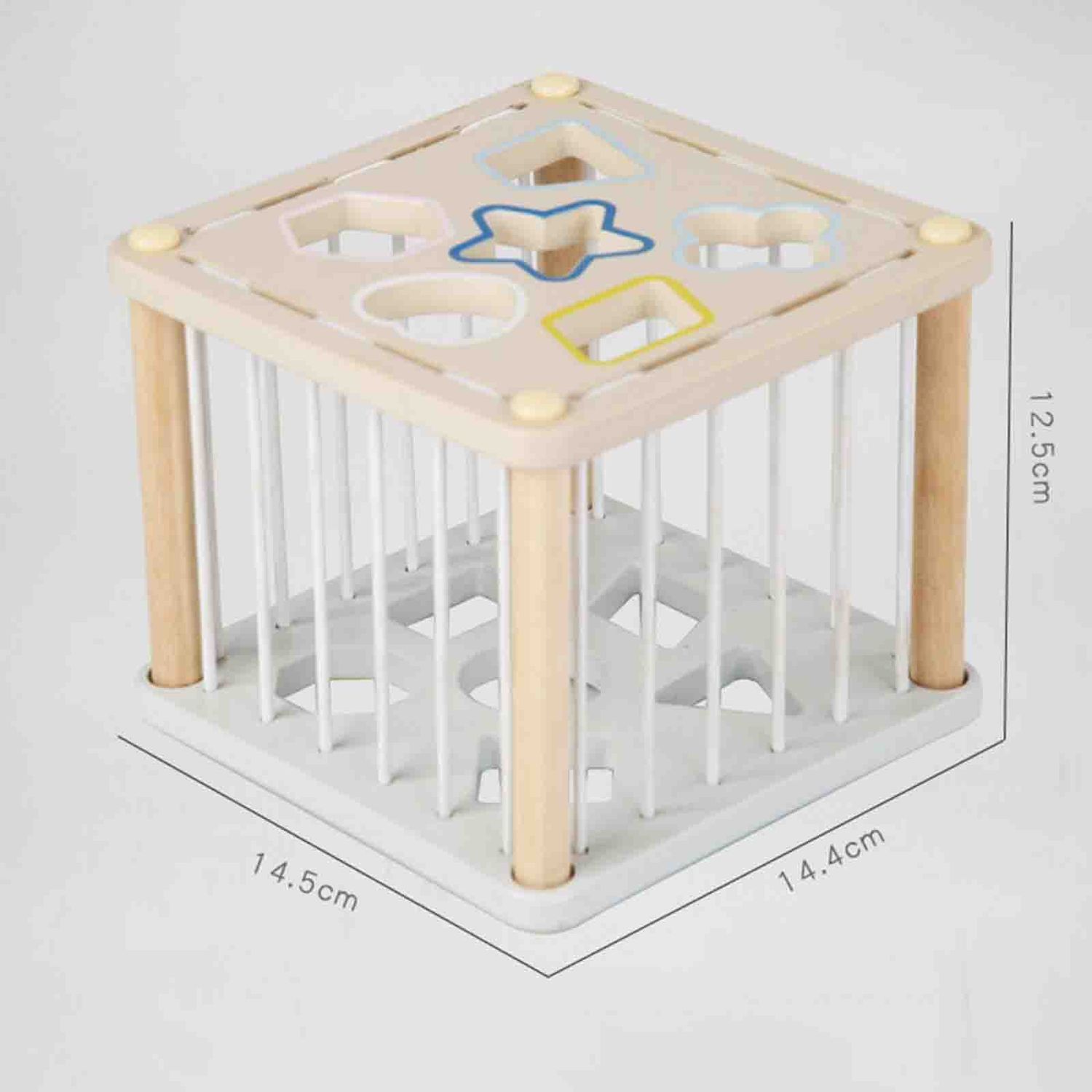 Cub educativ din lemn, sortare forme geometrice si snuruit, 14 piese fotografia produsului View 2 L