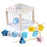 Cub educativ din lemn, sortare forme geometrice si snuruit, 14 piese fotografia produsului