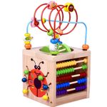 Cub educativ 6 in 1 din lemn cu activitati educative fotografia produsului
