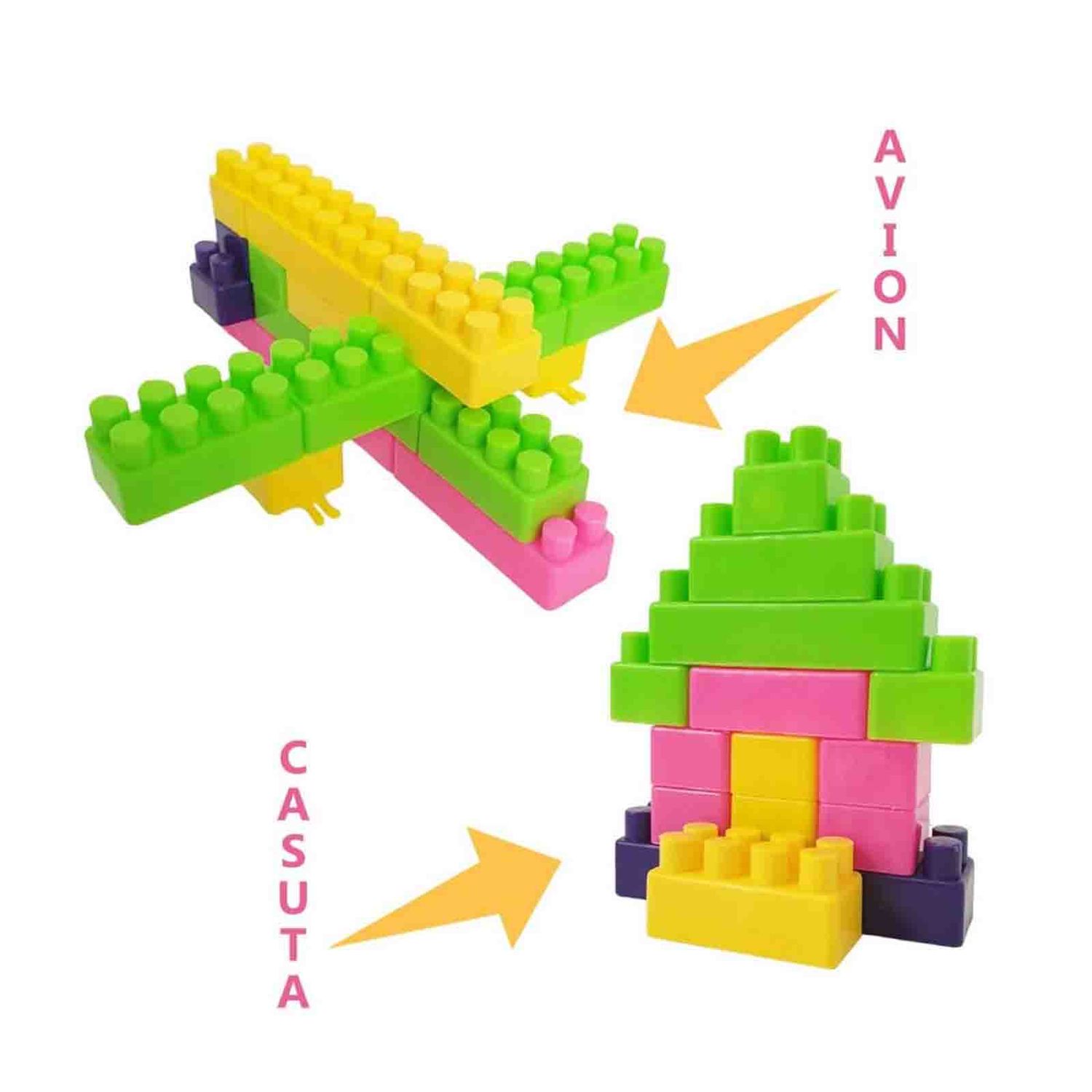 Set 200 cuburi de construit din plastic, cu Ghiozdan, multicolore fotografia produsului View 2 L