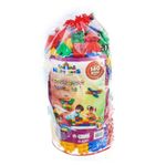 Set cuburi de construit din plastic, cu saculet, multicolore, 140 piese fotografia produsului