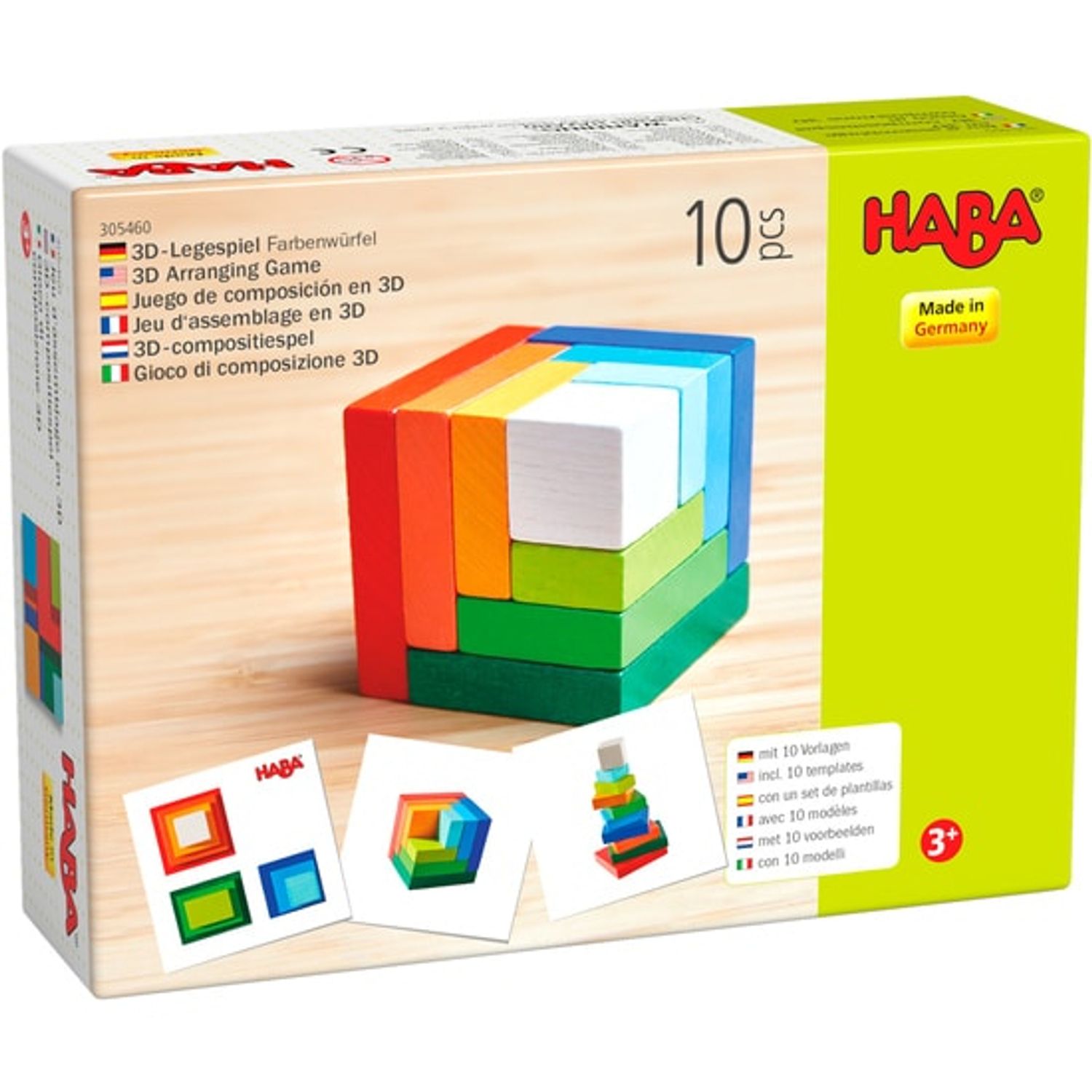 Joc de construit din lemn, Cub 3D Curcubeu, Haba fotografia produsului