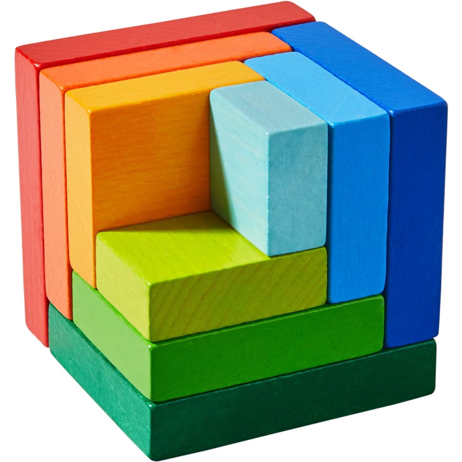 Joc de construit din lemn, Cub 3D Curcubeu, Haba fotografia produsului View 2 L