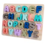 Litere din lemn - puzzle incastru culori pastel fotografia produsului