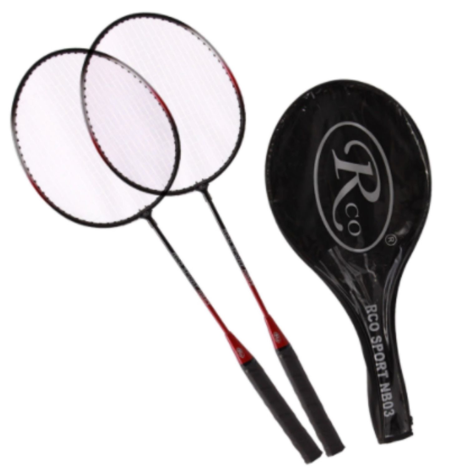 Set 2 Rachete Badminton + Husa, Rosu/Negru fotografia produsului