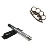 Set baston telescopic din otel, argintiu, 64 cm + pumnal craniu fotografia produsului
