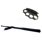 Set baston telescopic din otel, negru, 64 cm + box negru model nou fotografia produsului