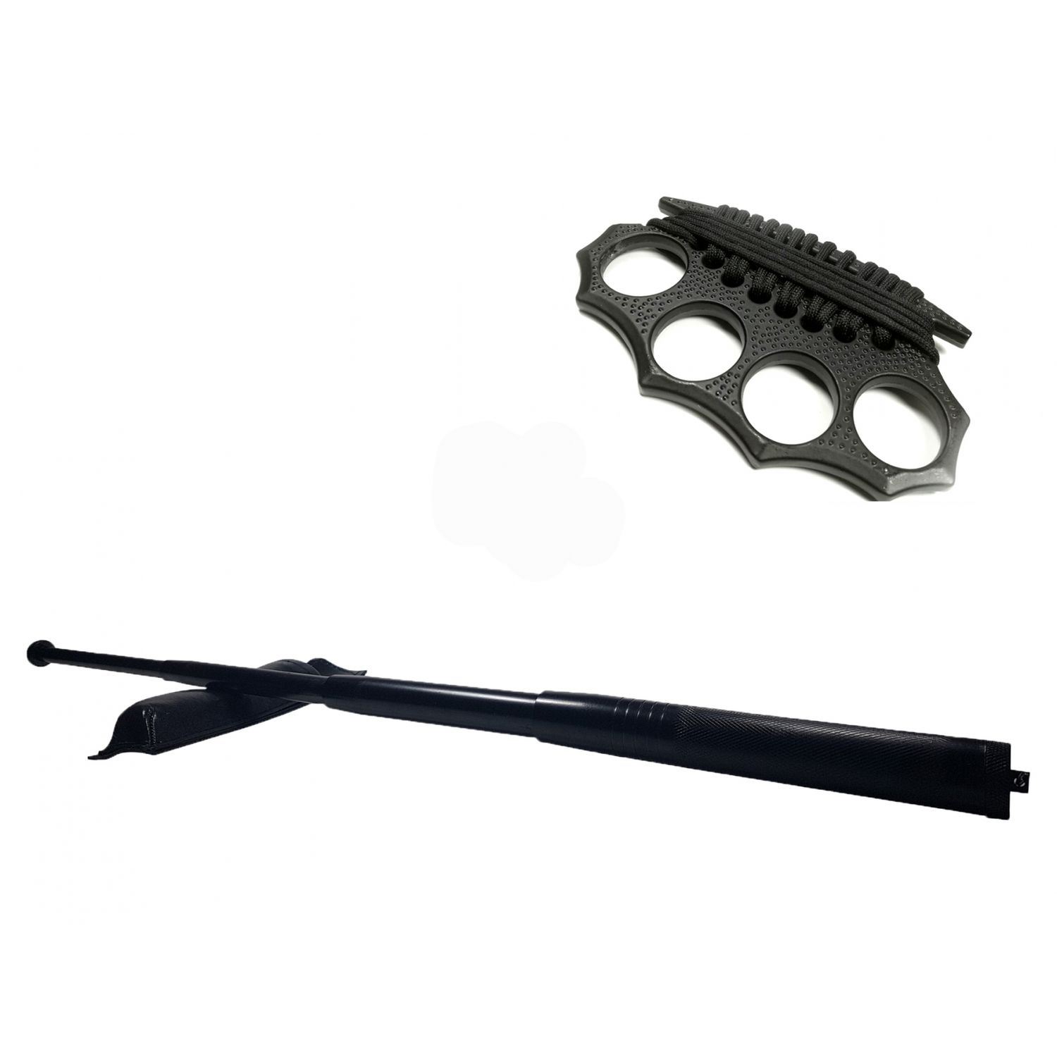 Set baston telescopic din otel, negru, 64 cm + box negru model nou fotografia produsului