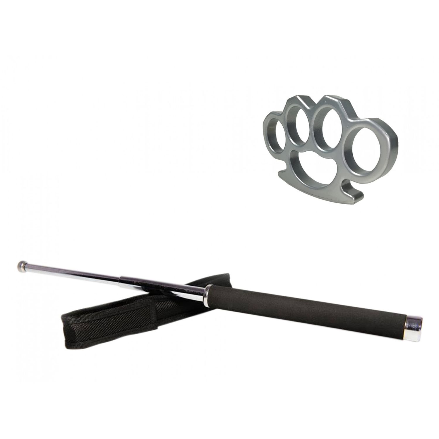 Set baston telescopic 65 cm argintiu + box argintiu 1 cm grosime fotografia produsului